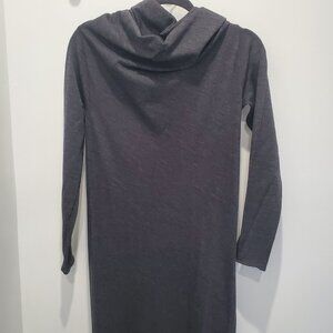 Ter Et Bantine Charcoal Grey Long Straight Dress Multi Option Roll Down Collar
